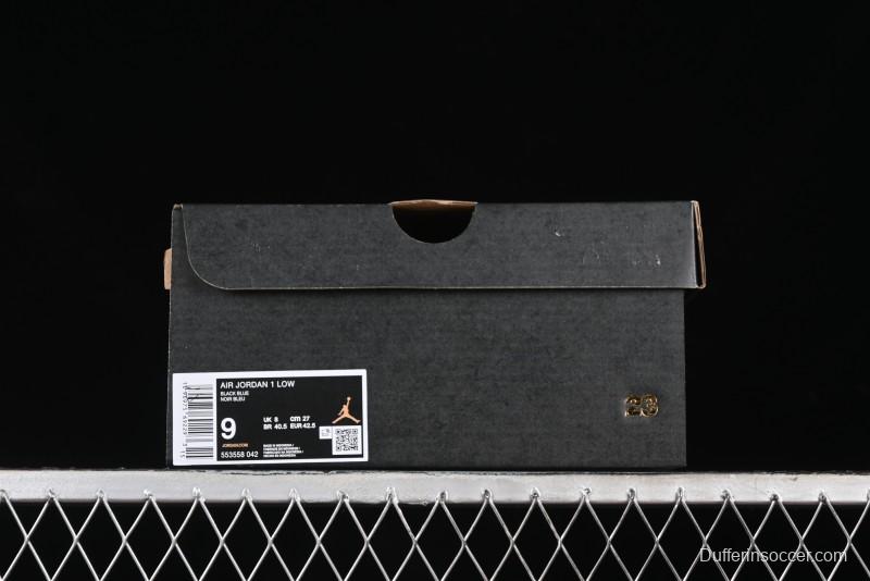 Nike Air Jordan 1 Low Retro Basketball Shoes in Black/Blue - 553558-042