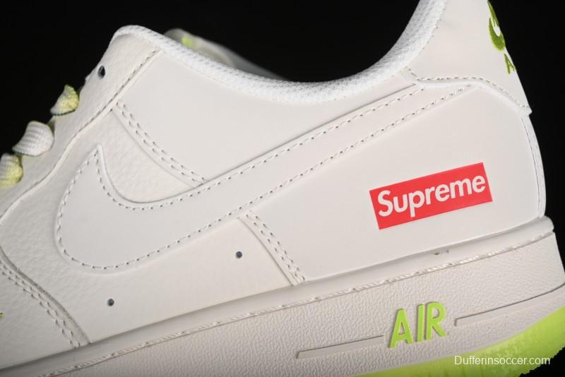 Nike Air Force 1 '07 Low Supreme Casual Sneakers in White-Fluorescent Green - BB7577-219