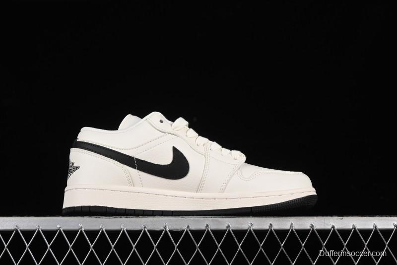 Nike Air Jordan 1 Low AJ1 Stone Island Collaboration - Off White Black Retro Low-Top Basketball Shoes - LJ6688-003