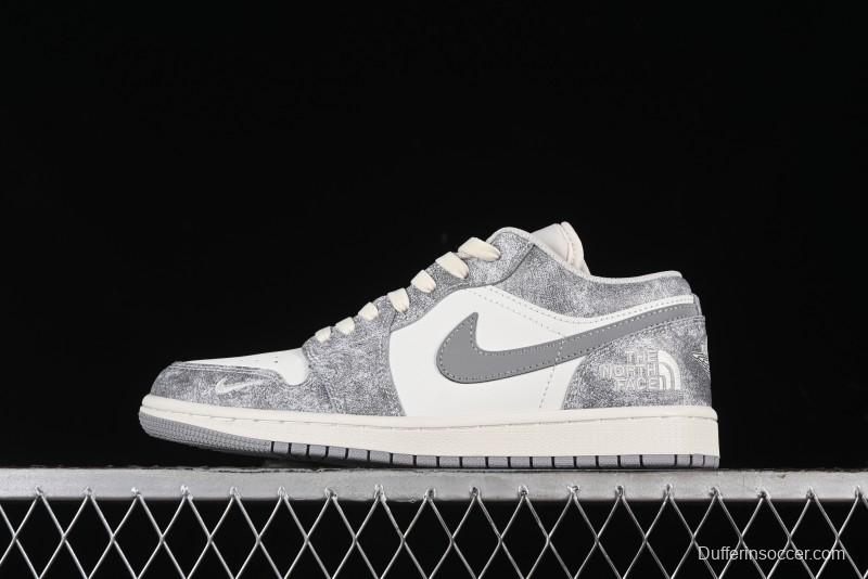 Nike Air Jordan 1 Low AJ1 The North Face Collaboration - Rock Gray High-End Custom Retro Basketball Shoes DC2024-023