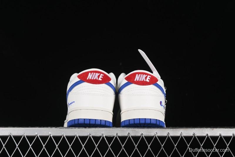Nike SB Dunk Low Champion Collaboration - Blue Swoosh Anniversary Custom Low-Top Casual Skate Shoes - KK1333-001