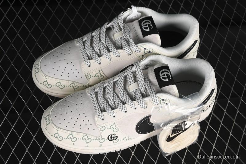 Nike SB Dunk Low Gucci Collaboration - Crystal Green Pattern Anniversary High-End Custom Low-Top Casual Sneakers - XY1688-104