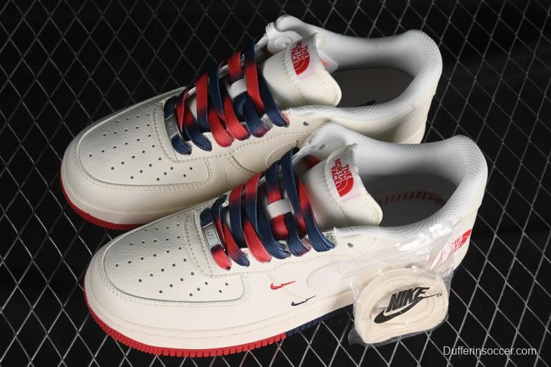Nike Air Force 1 '07 Low The North Face Collaboration - White Red Blue Color Block Low-Top Casual Sneakers - XZ6188-010