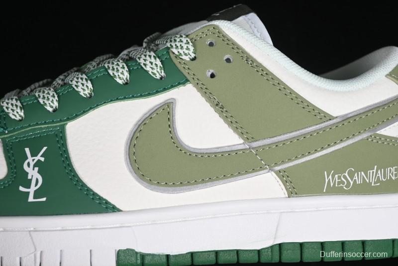 Nike SB Dunk Low Saint Laurent Series - White Green Swoosh Anniversary High-End Custom Low-Top Casual Sneakers - GF2409-170