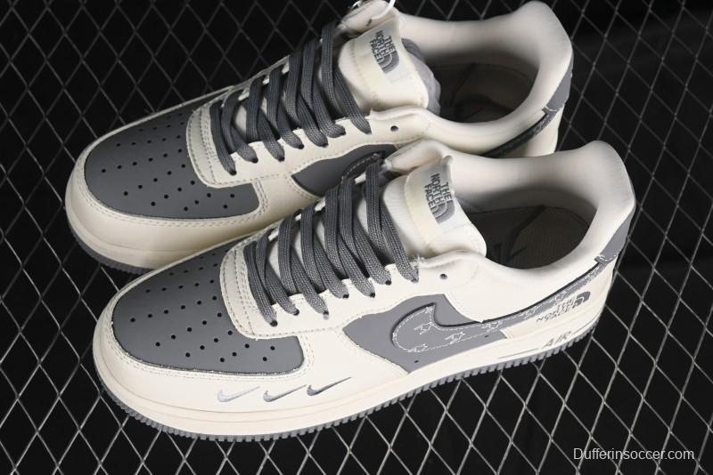 Nike Air Force 1 '07 Low The North Face Bear Collaboration - Beige Grey Swoosh Low-Top Casual Sneakers - KK1988-011