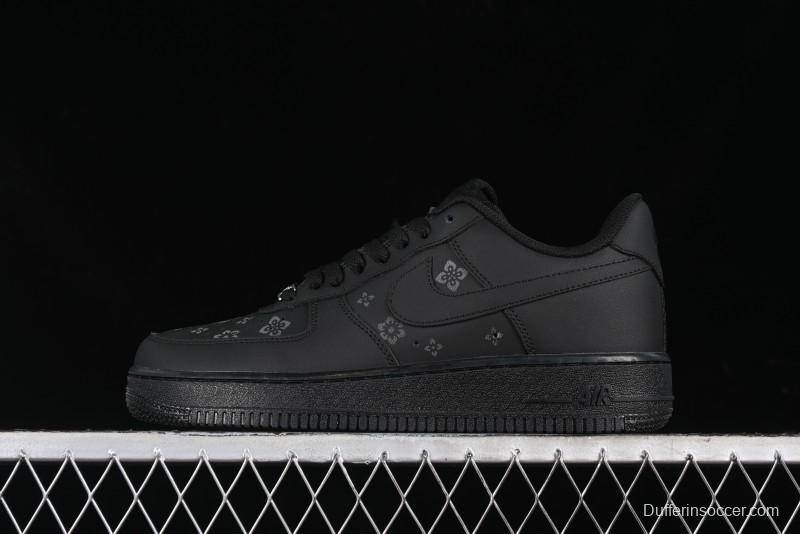 Nike Air Force 1 '07 Low LV Custom All Black Casual Sneakers - 315122-101