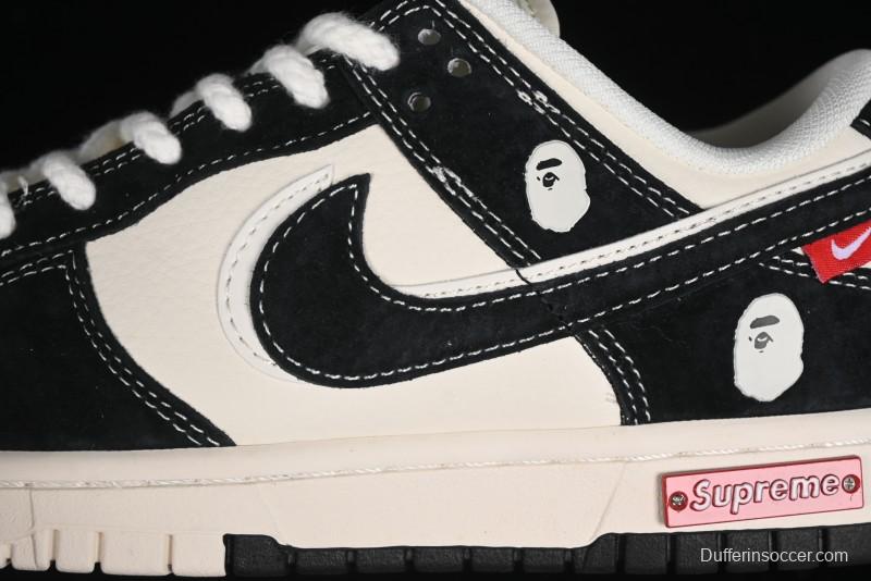 Nike SB Dunk Low Supreme x Bape Collaboration Anniversary Edition Custom Low-Top Casual Sneakers - SJ1089-018