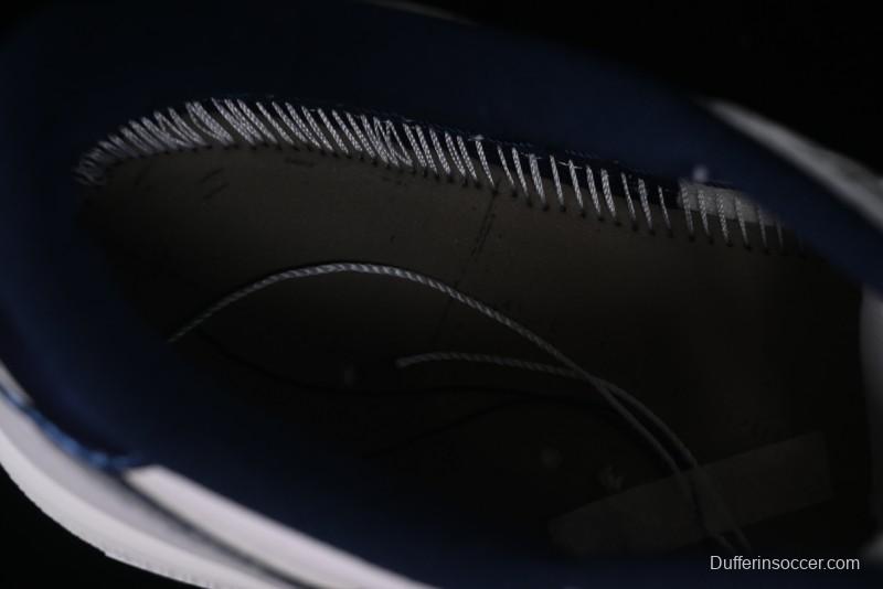 Nike Air Jordan 1 Low 85 Retro Sneakers in White with Metallic Blue Swoosh - FB9933-141