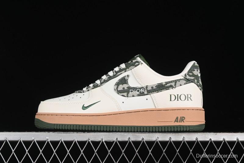 Nike Air Force 1 '07 Low Dior Collaboration - Beige Green Swoosh Low-Top Casual Sneakers - KK1988-010