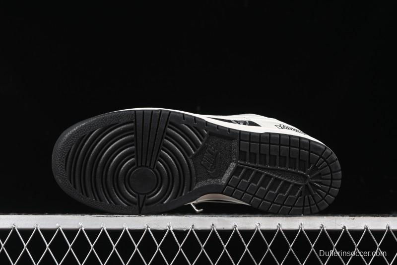 Nike SB Dunk Low LV Collaboration - Beige Black Printed Denim Anniversary High-End Custom Low-Top Casual Skate Shoes - XB3802-357