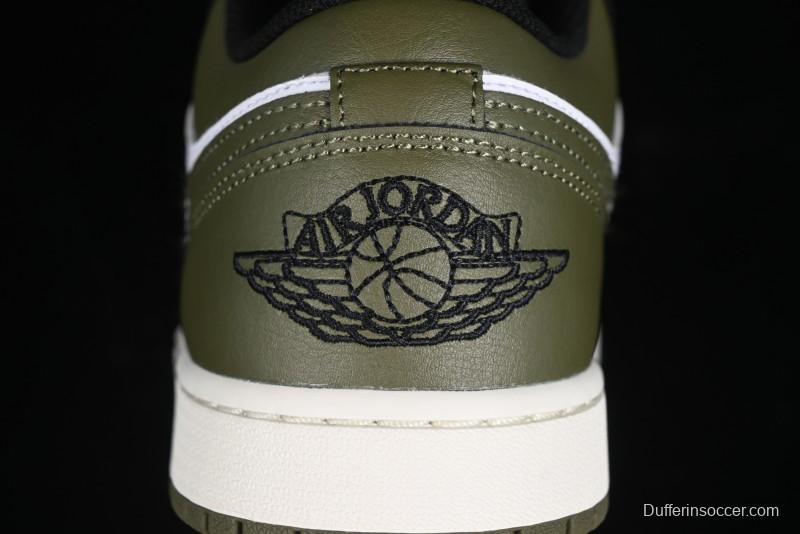 Nike Air Jordan 1 Low "Medium Olive" Casual Sneakers - 553558-092