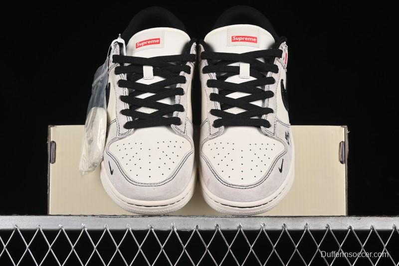Nike SB Dunk Low SUP Collaboration - Gray White Black Swoosh Anniversary High-End Custom Low-Top Casual Skate Shoes - MM1089-019