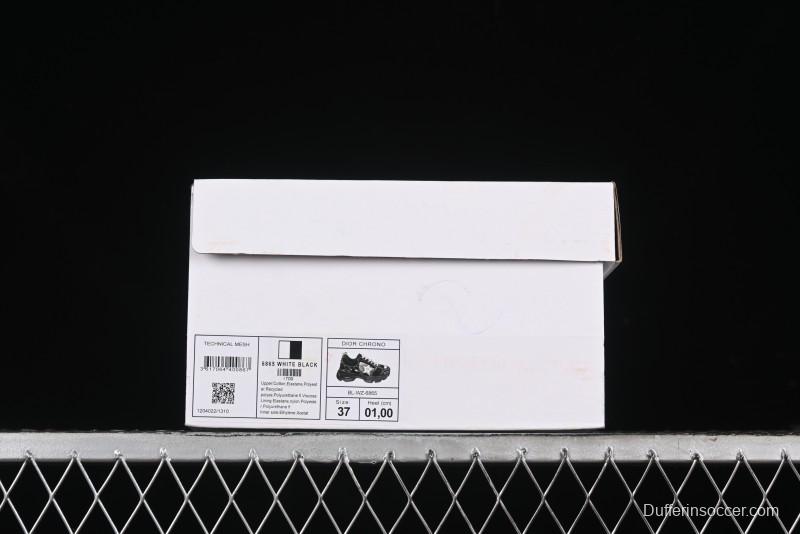 Dior Chrono Round Toe Lace-Up Lifestyle Casual Running Sneakers - 6865 WHITE BLACK