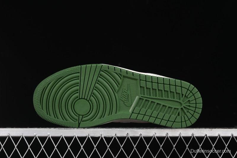 Nike Air Jordan 1 Low OFF-WHITE Collaboration - Retro Basketball Shoes with Beige Green Stitching - CF3688-021