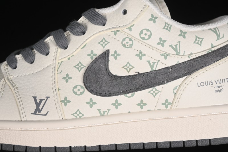 Nike Air Jordan 1 Low LV Collaboration Print Off-White Retro Basketball Shoes - WG8850-010