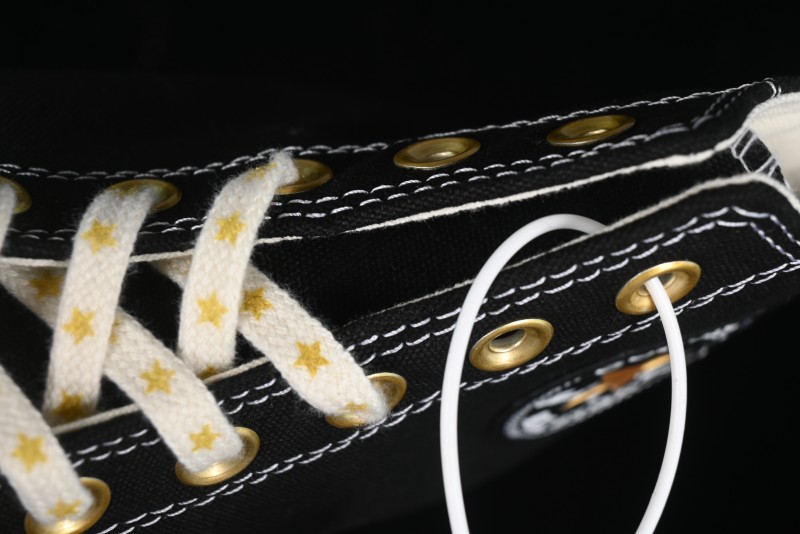 Converse Chuck 1970s High-Top Sneakers with Gold Star Accents and Classic Black & White Design - A12462C