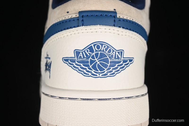 Nike Air Jordan 1 Low Stussy Collaboration - Light Beige Retro Basketball Shoes - SJ9950-027