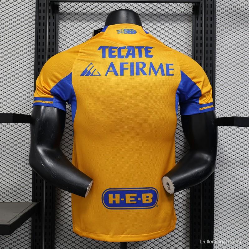 Player Version 25/26 Tigres UANL Home Yellow with Blue Stripes Jersey