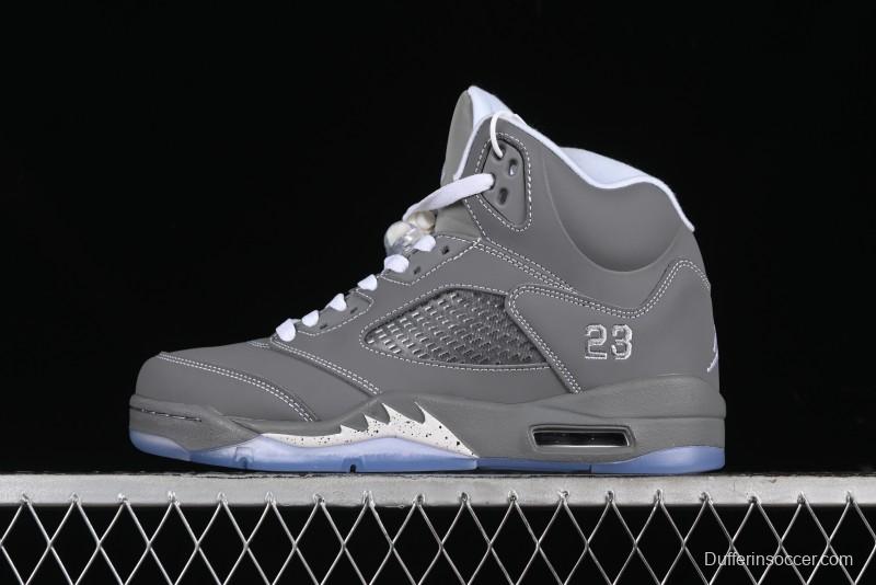 Nike Air Jordan 5 Retro Basketball Shoes with Grey Wolf Colorway - 136027-005