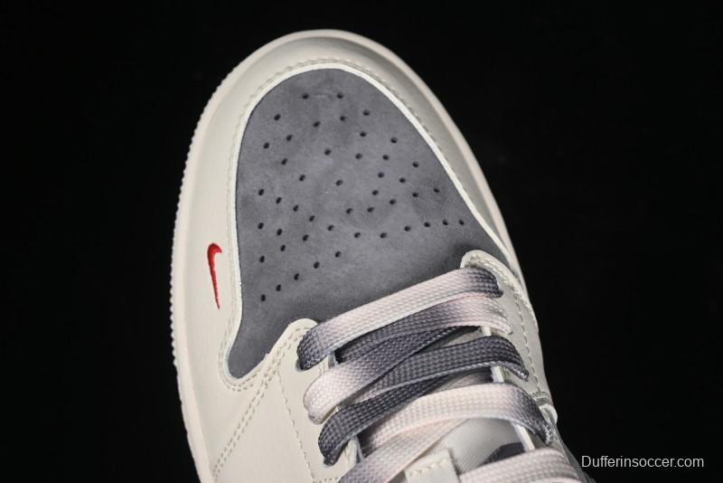 Nike Air Jordan 1 Low AJ1 The North Face Collaboration - Off White Grey Silver Trim Retro Basketball Shoes - SJ9950-039