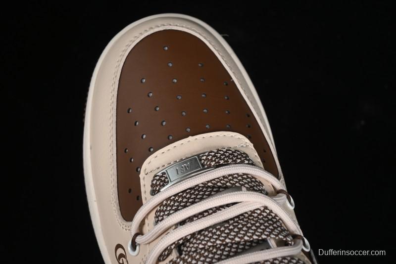 Nike Air Force 1 '07 Low Gucci Collaboration - Brown Coffee Drawstring Low-Top Casual Sneakers - SJ1198-400