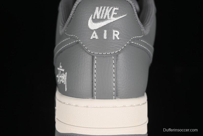Nike Air Force 1 '07 Low Stussy Collaboration - Premium Gray Low-Top Casual Sneakers - BB5353-512