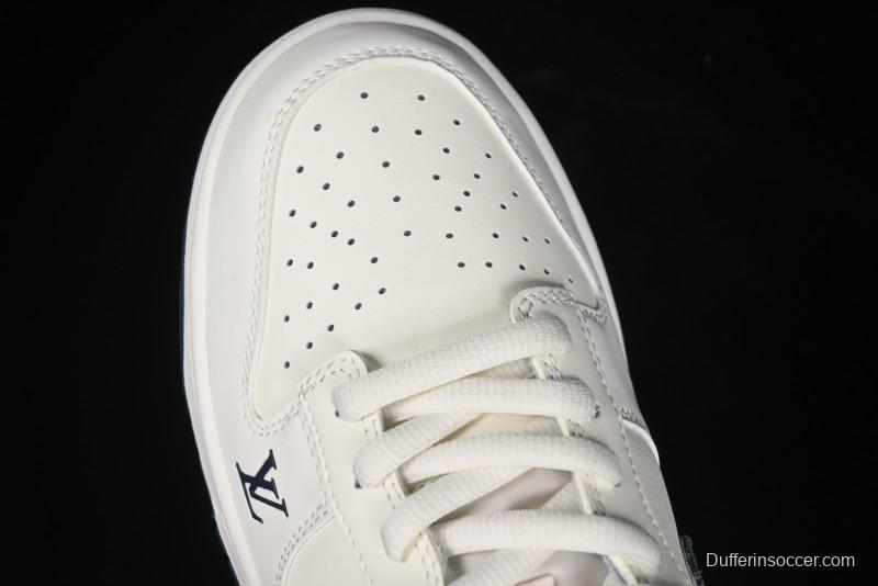 Nike SB Dunk Low LV Collaboration - Dark Blue Denim White Blue Swoosh Anniversary High-End Custom Low-Top Casual Sneakers - DJ2024-008