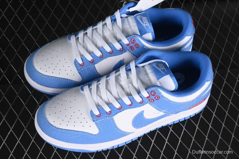 Nike SB Dunk Low Supreme Collaboration - Woven Blue Swoosh Anniversary Custom Low-Top Casual Skate Shoes - KK1888-015