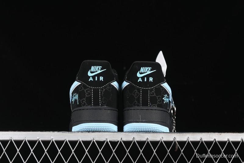 Nike Air Force 1 '07 Low Stussy Collaboration - Black Tiffany Low-Top Casual Sneakers - KK1988-008