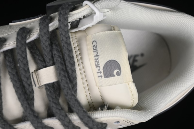Nike SB Dunk Low Carhartt Collaboration - Off White Grey Swoosh Anniversary Custom Low-Top Casual Skate Shoes - SJ1089-006