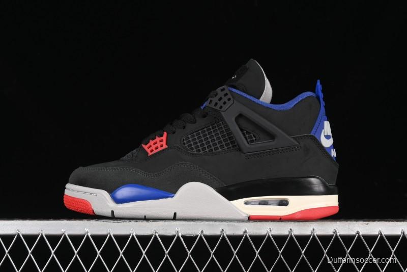Nike Air Jordan 4 Retro Basketball Shoes in Black, Blue and Neutral Grey - FV5029-003