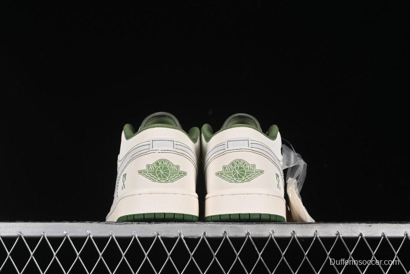 Nike Air Jordan 1 Low OFF-WHITE Collaboration - Retro Basketball Shoes with Beige Green Stitching - CF3688-021
