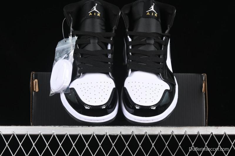 Nike Air Jordan 1 Mid Basketball Shoes White Black Silver - HV0789-010