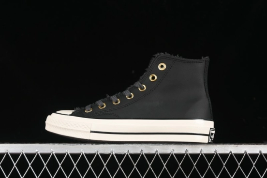Converse Chuck 1970s Winter Waterproof Leather High-Top Sneakers with Gold Eyelets and Fleece Lining - A12444C
