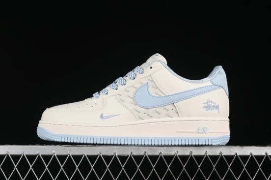 Nike Air Force 1 '07 Low Stussy Collaboration - Off White Elegant Blue Low-Top Casual Sneakers - XZ3328-002