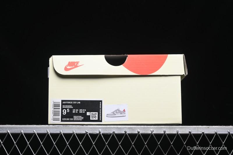 Nike Air Force 1 '07 Low Stussy Collaboration - Beige Grey Red Print Casual Sneakers - XZ6188-338