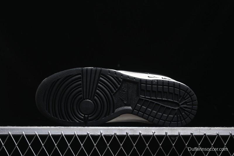 Nike SB Dunk Low Supreme Collaboration - Black Stitch Mini Swoosh Custom Low-Top Casual Skate Shoes - XX3186-302