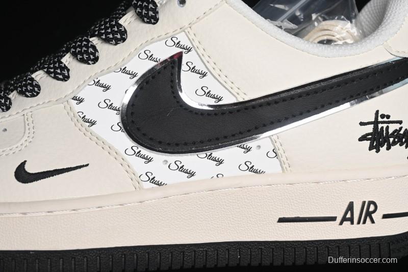 Nike Air Force 1 '07 Low Stussy Collaboration - Black Sail Metallic Silver - XZ3328-506