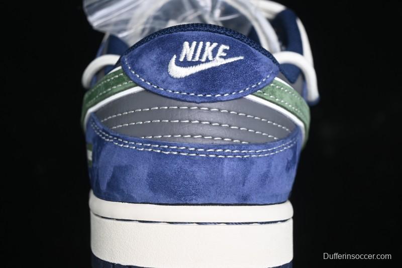 Nike SB Dunk Low Supreme Collaboration - Double Force Blue Lace-Up Anniversary High-End Custom Low-Top Casual Skate Shoes - XS1186-101