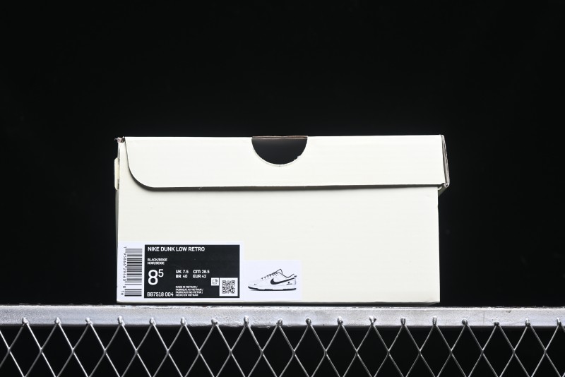 Nike SB Dunk Low UN Collaboration - Beige Black Line Black Sole Anniversary Custom Low-Top Casual Skate Shoes - BB7518-004