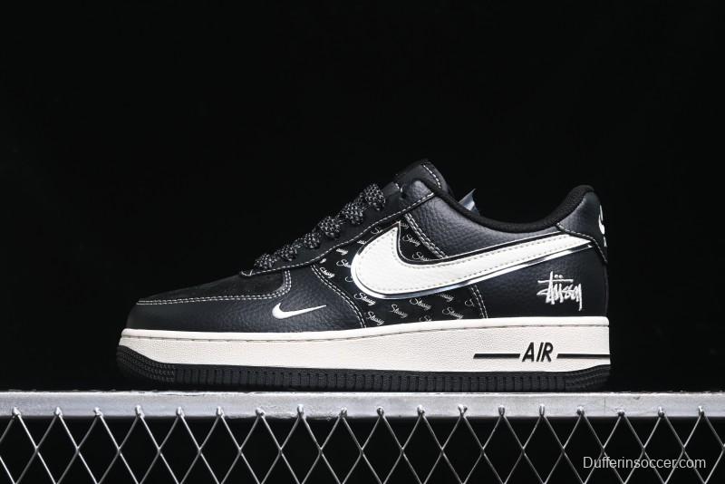 Nike Air Force 1 '07 Low Stussy Collaboration - All Black Low-Top Casual Sneakers - XZ6188-311