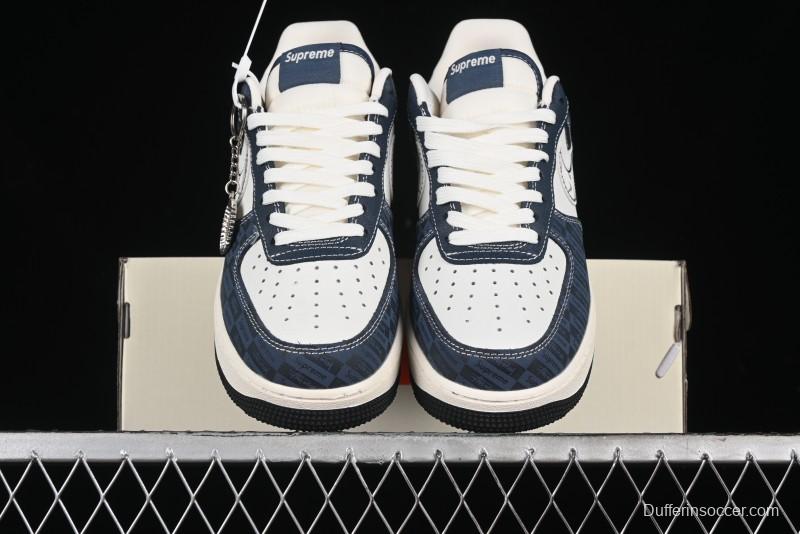 Nike Air Force 1 '07 Low Supreme Casual Sneakers in White-Blue Shadow - KK1988-009