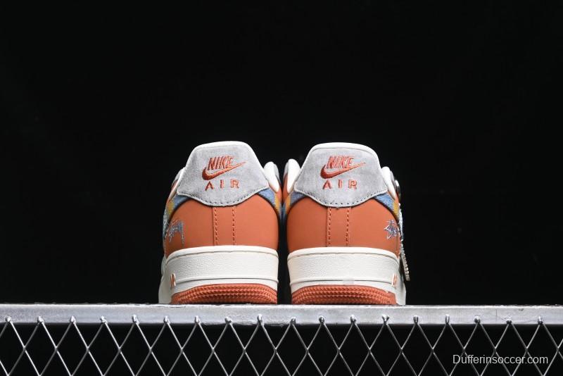 Nike Air Force 1 '07 Low Stussy Collaboration - Grey Brown Flyknit Low-Top Casual Sneakers - KK1988-025
