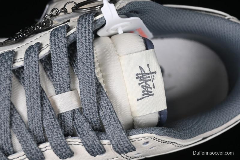 Nike SB Dunk Low Stussy Collaboration - Beige Grey Line Anniversary High-End Custom Low-Top Casual Sneakers - BB7518-007