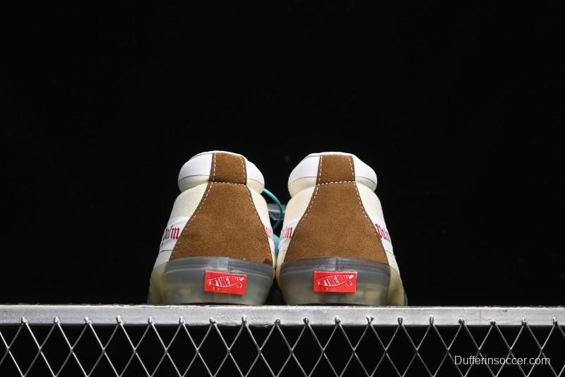 Palm Angels x Vans Sk8-Mid Collaboration Mid-Top Skate Shoes with Distressed Sole - VN000CRPGRN