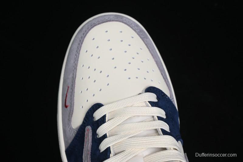 Nike Travis Scott x Fragment Design x Air Jordan 1 Low OG SP AJ1 Multi-Color Patchwork Low-Top Casual Sneakers - DM7866-039