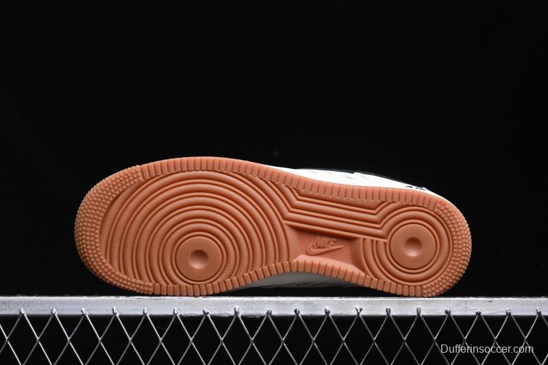 Nike Air Force 1 '07 Low Stussy Collaboration - Beige Black Hook Gum Sole Low-Top Casual Sneakers - XZ6188-255