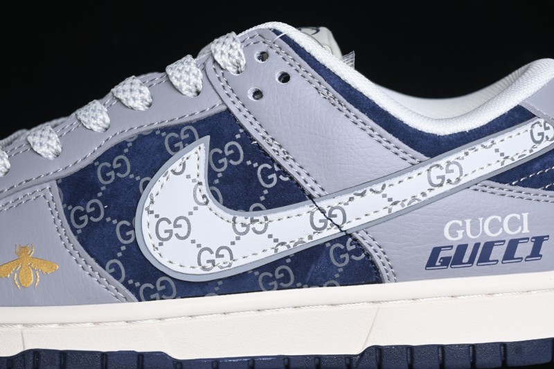 Nike SB Dunk Low Gucci Collaboration - Small Bee Pattern White Swoosh Anniversary High-End Custom Low-Top Casual Sneakers - FC1688-195