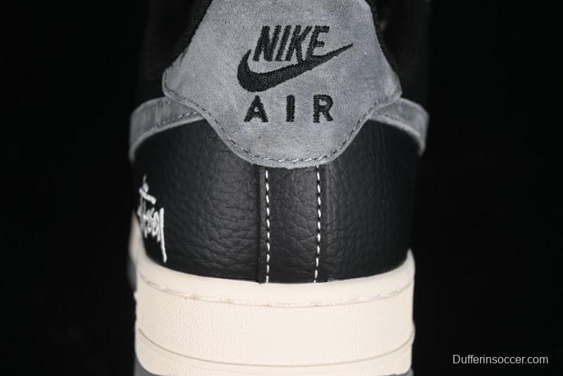 Nike Air Force 1 '07 Low Stussy Collaboration - Black Grey Casual Sneakers - XZ3328-566