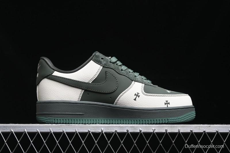 Nike Air Force 1 '07 Low Chrome Hearts Collaboration - Moss Green White Low-Top Casual Sneakers - KK1988-029